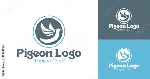Unique Pigeon Logo with Blue and Gray for Corporate Branding