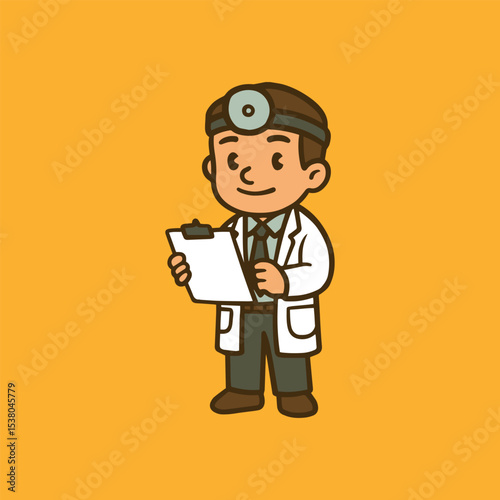 Hand drawn doctor character with the patient medical check up