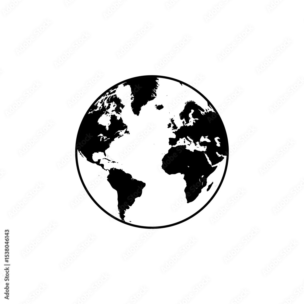 Obraz premium Globe silhouette hemisphere with continents
