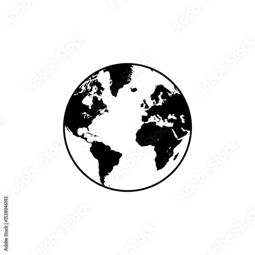 Globe silhouette hemisphere with continents
