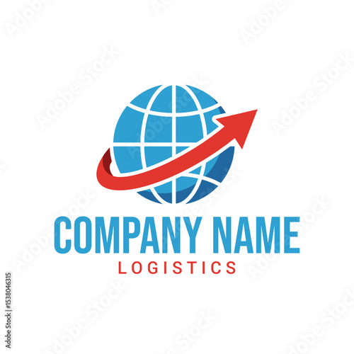 Modern logistics company logo with a blue circular globe
