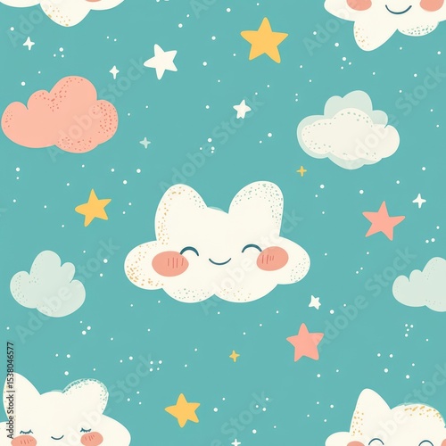 Cute cloud pattern with stars