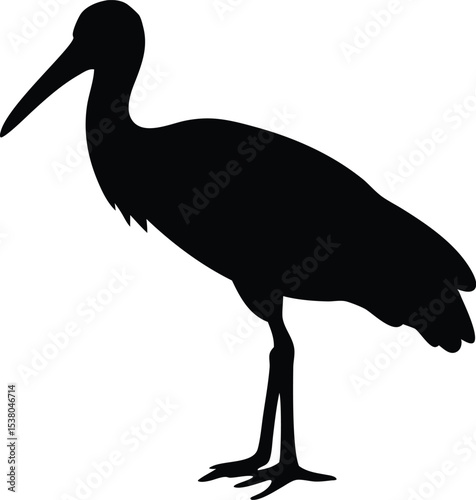 stork black silhouette vector, stork bird black symbol, stork icon