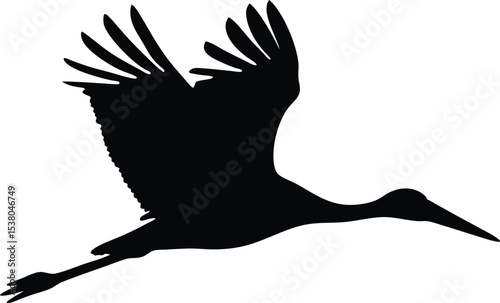 stork black silhouette vector, stork bird black symbol, stork icon