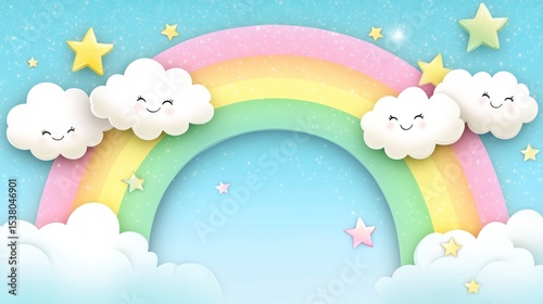Pastel rainbow and clouds