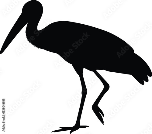 stork black silhouette vector, stork bird black symbol, stork icon