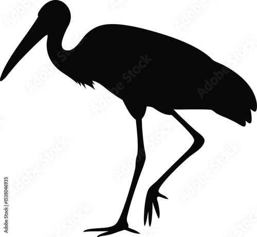 stork black silhouette vector, stork bird black symbol, stork icon