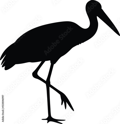 stork black silhouette vector, stork bird black symbol, stork icon