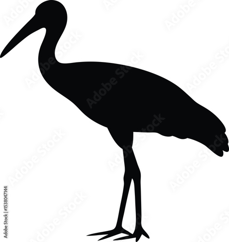 stork black silhouette vector, stork bird black symbol, stork icon