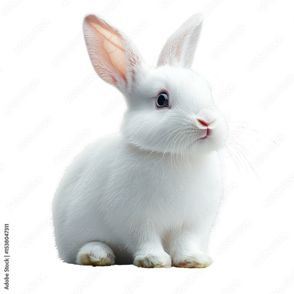 Obraz premium Portrait of a white rabbit isolated on transparent background