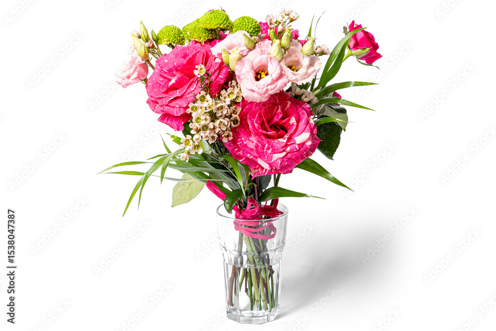 Fototapeta premium bouquet of pink roses in vase