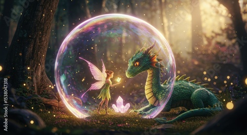 Fototapeta Naklejka Na Ścianę i Meble -  Magical sphere in a mystical forest