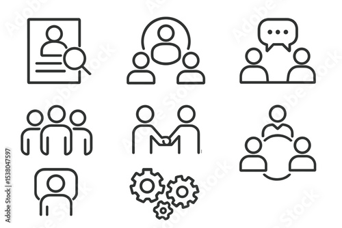 Networking and collaboration concepts depicted with simple icons representing teamwork and communication in a modern setting