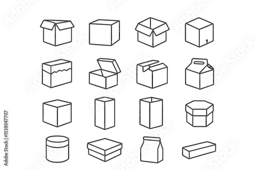 Various box shapes and designs showcased in a minimalistic arrangement with different styles and dimensions