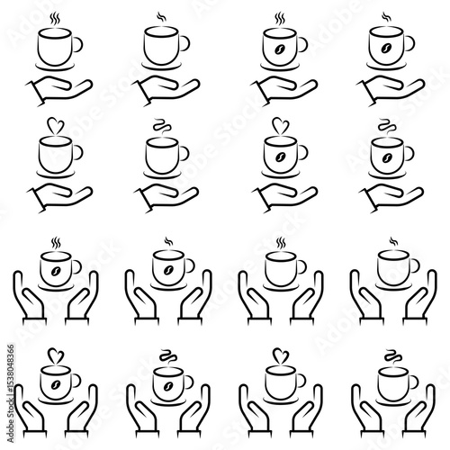 Simple Coffee and Tea Cup Icons Set. vector illustration.