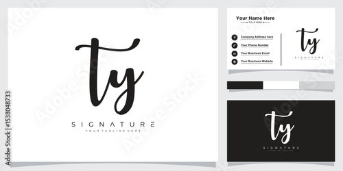 Initial TY handwriting logo vector template