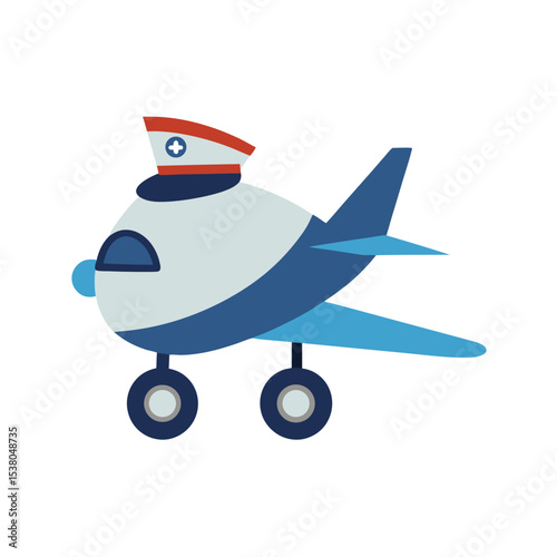  air plane on wheels with pilot hat 