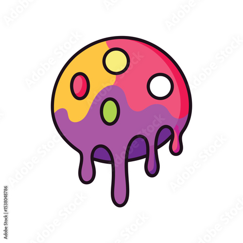 art palette with dripping doodles