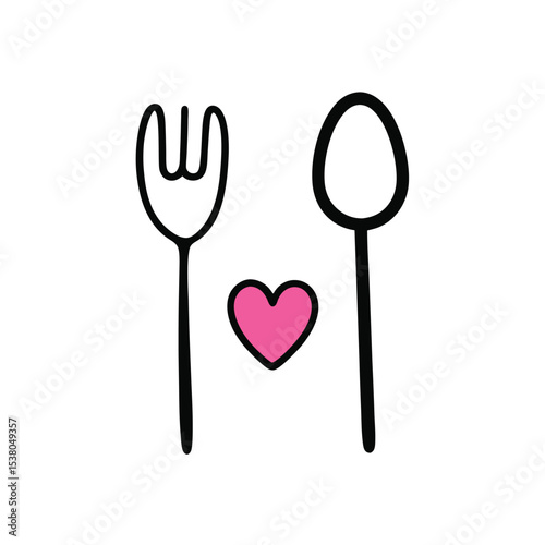 doodle spoon fork and heart 