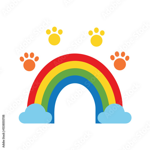 rainbow bridge with animal footprints