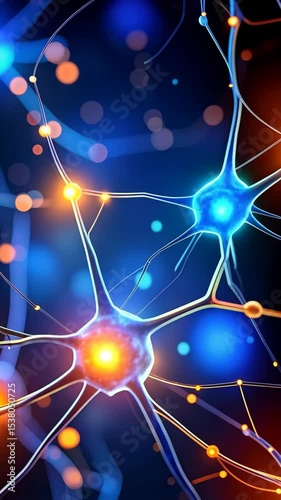 Network of interconnected neurons transmitting signals, anatomical illustration of brain cells, neural connections, medical research