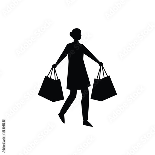 silhouette of woman with shopping bag