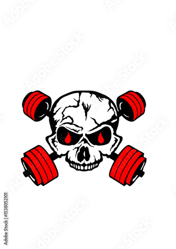 Musculation tete de mort crane haltere os logo club