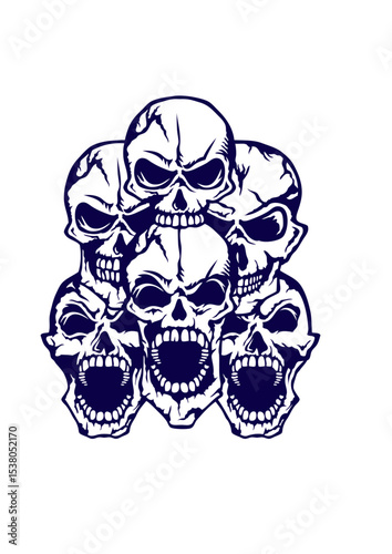 Tete de mort groupe bouche ouverte halloween crane