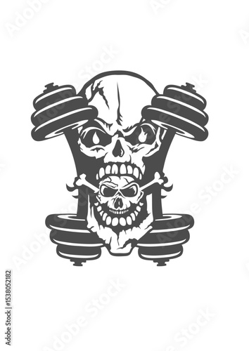 tete de mort musculation haltere gueule ouverte os  sport muscu bodybuilding fitness