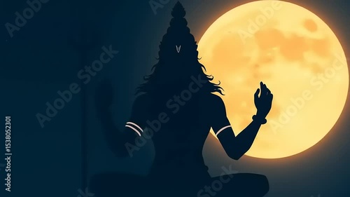 Shiva Meditates Full Moon Night.