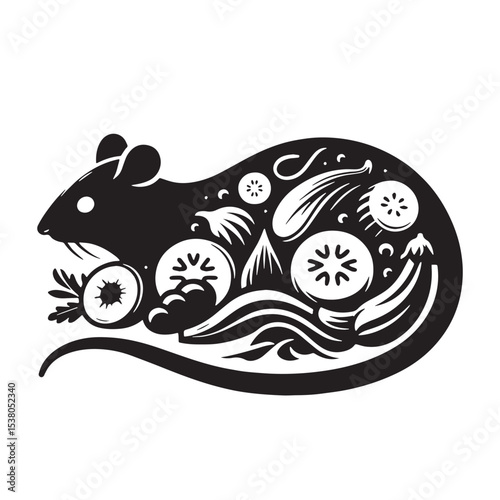 Black Ratatouille Silhouette Vector, High Quality Illustration on White Background