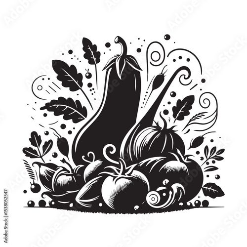 Black Ratatouille Silhouette Vector, High Quality Illustration on White Background