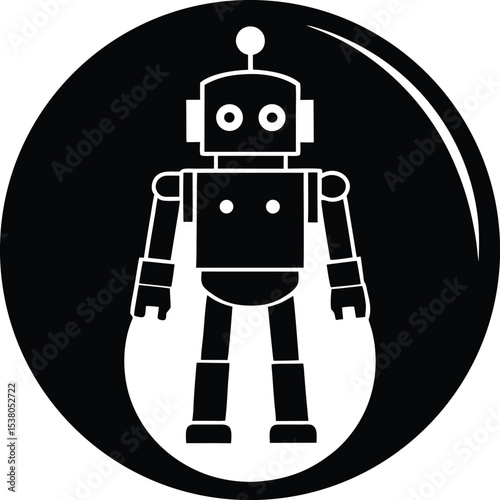 Negative Space Bot Icon with Robot Shape Design Vector Silhouette illustration