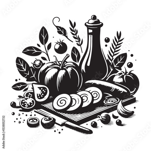 Black Ratatouille Silhouette Vector, High Quality Illustration on White Background