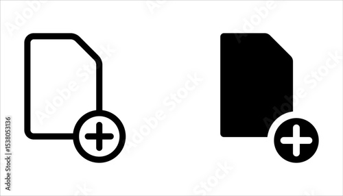 new document icon set, vector illustration of add paper on white background