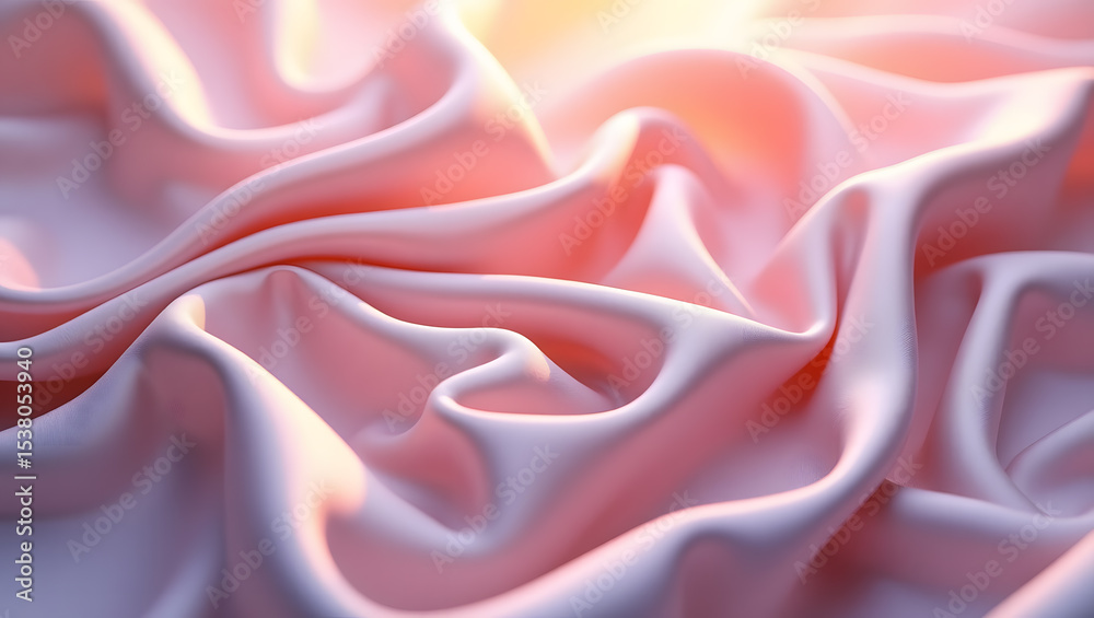 Obraz premium Luminous Abstract Pink Draping: An Ethereal Composition of Undulating Synthetic Material, Highlighted by Soft Glow and Subtle Shadows