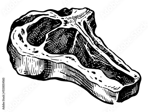 Steak vector engraving style illustration