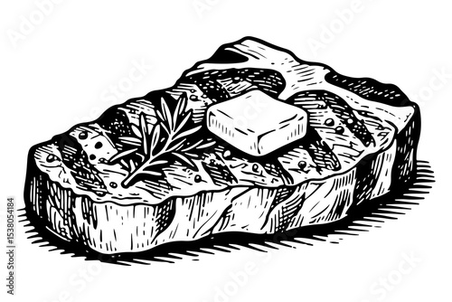 Steak vector engraving style illustration