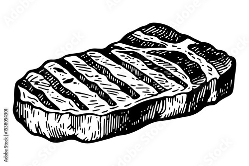 Steak vector engraving style illustration