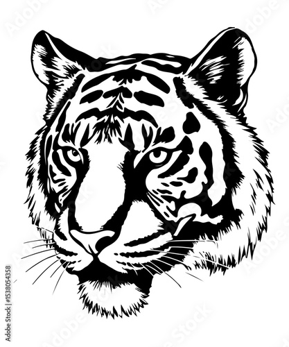 Tiger vector engraving style illustration photo
