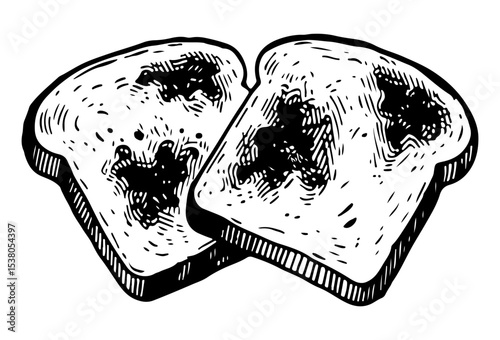 Toasted vector engraving style illustration