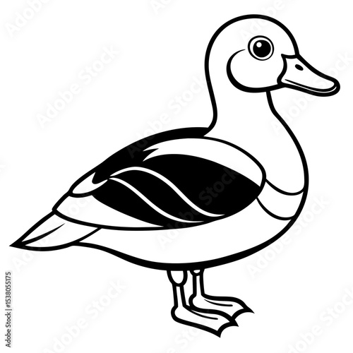 Minimalist Wood Duck Line Illustration