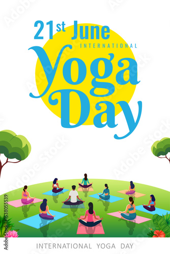 people doing asana and meditation practice for International Yoga Day on 21st June