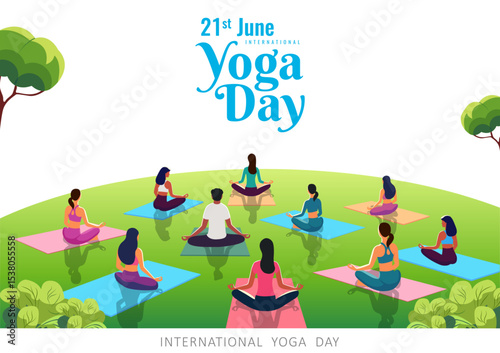people doing asana and meditation practice for International Yoga Day on 21st June