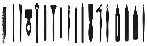 old ink pen nibs black felt marker silhouette