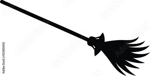 halloween broomstick black silhouette, halloween broomstick black symbol