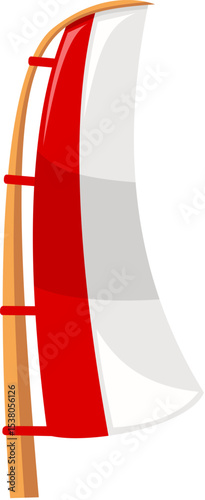 Indonesia's National Flag with Bold Red and White Stripes on a Wooden Pole Celebrating Independence Day.