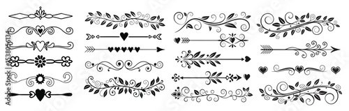 ornate decorative divider flourish vector set.