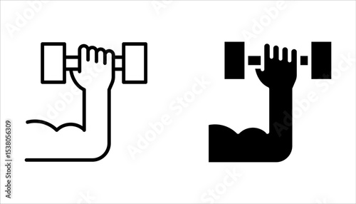 Muscle Arm icon set. Simple Muscle Arm icon symbolizing strength, fitness, and power. vector icon on white background