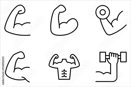 Muscle Arm icon set. Simple Muscle Arm icon symbolizing strength, fitness, and power. vector icon on white background